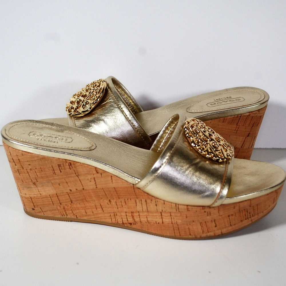 Coach Sandals  Judith Cork Wedge Slides